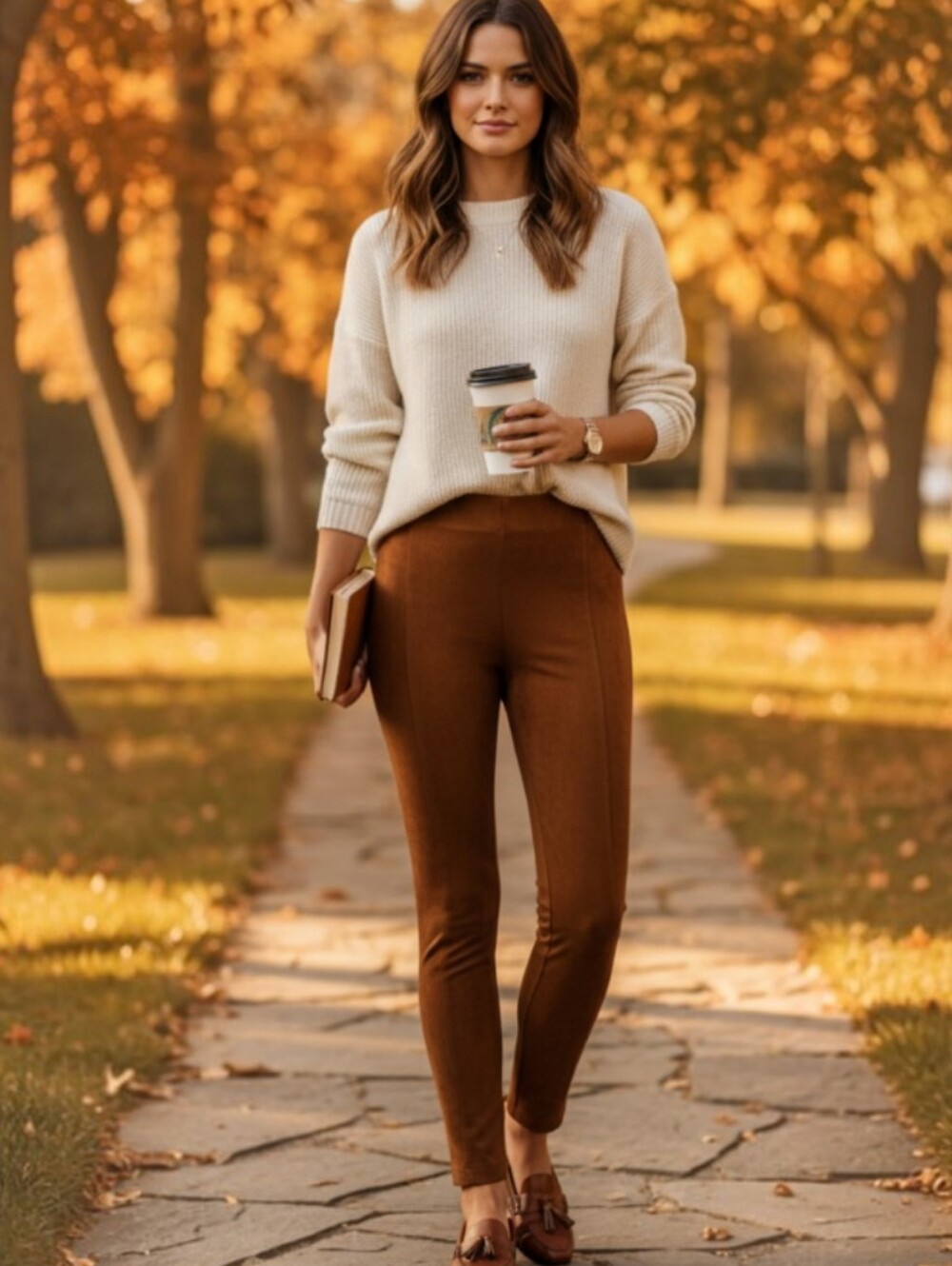LOFT Carmel Brown Faux Suede Leggings